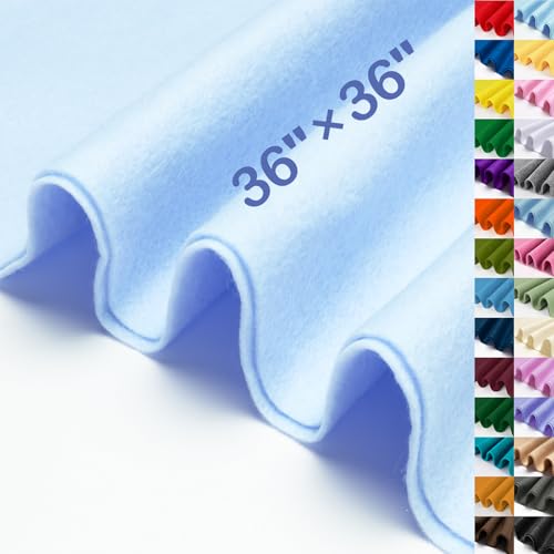Image of XSEINO Baby Blue Large Felt Fabric 36 inch X 36 inch(1 Square Yard), 1.4 mm Thick Soft Felt Fabric Sheet for Crafts, Blue Series Colors Soft Nonwoven Fabric, Fit for Decoration, Sewing, DIY Crafts