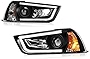 [For 2011-2014 Dodge Charger Xenon HID Model] OLED Neon Tube Black Projector Headlight Headlamp Assembly, Driver & Passenger Side