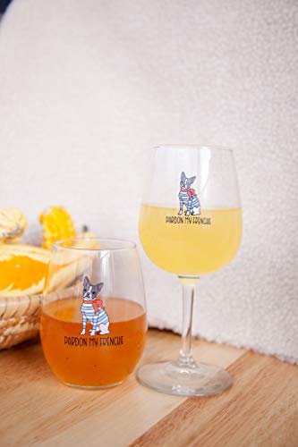 Drinking Divas Pardon My Frenchie Wine Glass - Stemmed 13Oz Wine & Cocktail| For Dog & French Bulldog Lovers | Cute & Funny Gift For Mom, Wife, Sister, Bestie, Women | Christmas, Birthday Present #TOP4
