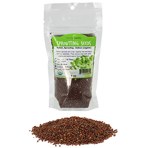 Handy Pantry Organic Radish Sprouting Seeds - 8oz. Non-GMO Daikon Radish Seeds - Radish Seeds For Planting, Sprouting, & Microgreens