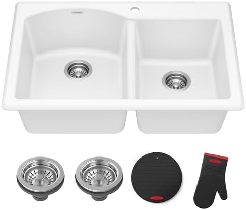 KRAUS Forteza 33-inch Granite Drop In/Undermount 60/40 Double Bow...