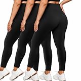 HLTPRO 3 Pack Plus Size Leggings for Women(X-Large - 4X)- High Waist Stretchy Soft Pants for Workout Running Yoga Black/Black/Black
