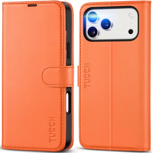TUCCH Wallet Folio Case for iPhone 17 Pro Max (6.9) 2025 Orange