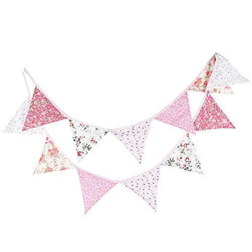 3.3M Banderines Guirnaldas de Bandera Banderines Tela,Guirnaldas de Tela,Triángulo Retro Banner,para Dormitorio,Fiestas de Cumpleaños o Decoración