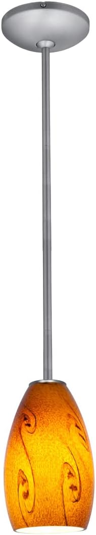 Access Lighting - HI Champagne-One Light Glass Pendant with Rod-5 Inches Wide by 9 Inches Tall-Brushed Steel Finish-Maya Glass Color-LED Lamp