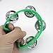 Cheerock 2-Pack Plastic Percussion Handheld Tambourines with 4 Jingle Bells, Green Mini Rhythm Instruments for Practice, Rehearsal and Performance