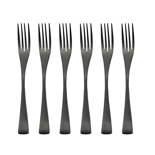 BRIIEC 6 Pieces Matte Black Dessert Fork 18/10 Stainless Steel Silverware Set