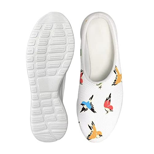 GIFTPUZZ Cute Bird Print Garden Shoes Women Men Slippers Backless Walking Lightweight Rain Beach Summer Pool Water Shoes Ladies Breathable Footwear Platform Shoes 8
