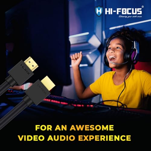 Image of HIFOCUS HDMI 10Meter Cable High Speed Pro Premium Hdmi 4K Cable Upto 10.2Gbps At 60Hz, Black (Compatible with Projector, home theatre, Television, set top box, Black, One Cable)