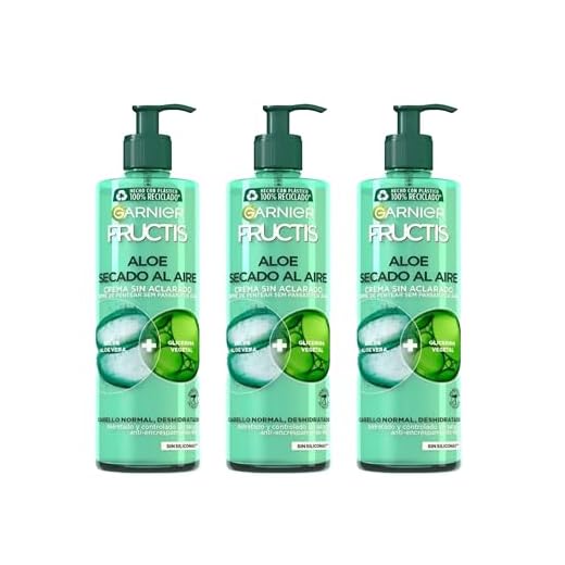 Garnier Tratamiento Capilar Hidratante Fructis Aloe Secado al Aire para Pelo Normal, Largo con Alore vera y Glicerina vegetal, 3 x 400 ml