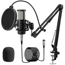 ALABS XLR Condenser Microphone, Professional Cardioid Recording Microphone Kit with 25mm Diaphragm for Streaming, Podcasting, Singing, Vocal, Studio Mic with Boom Arm, Pop Filter AC22