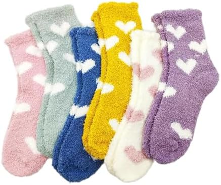 ZHAOCAI 6 Paar Kuschelsocken Damen 35-38, Winter Socken Damen, Korallenfleece Socken, Schlafsocken, Bettsocken, Hausschuhsocken.