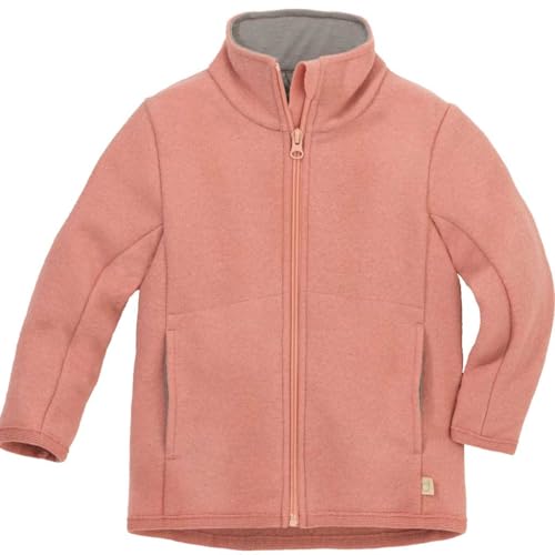 Disana Chaqueta con cremallera para niños, 100% lana merino orgánica, primavera, verano, otoño, protección para la barbilla, unisex, fabricada en Alemania, GOTS IVN Best, rosa suave, 134-140