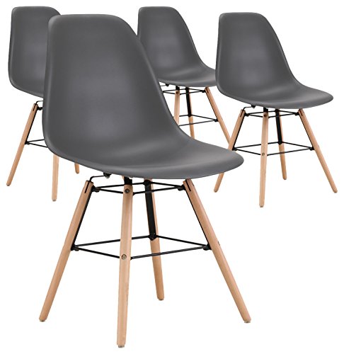 Menzzo Lot de 4 chaises scandinaves Lisa Gris, Polypropylène, 46x48x82 cm