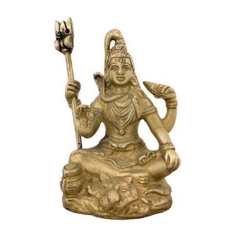 Divya Mantra Hindu Religious God Meditating Shiv Bhagwan with Yoga Mudra Idol Sculpture Statue Brass Murti Puja Room, Temple, Meditation, Concentration, Home Decor Item/Product-Money,Good Luck-Yellow