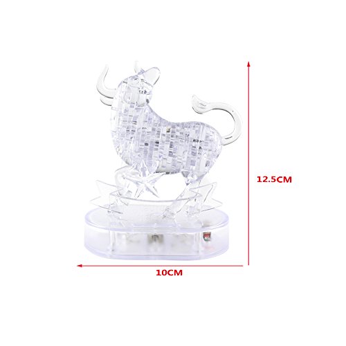 Coolplay 3D Crystal Puzzle With Light-Up Base For Adult, 3D Zodiac Puzzle Constellation Series Of Taurus #TOP3