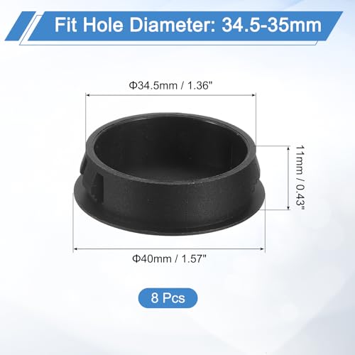 Image of uxcell 8Pcs 35mm(1-3 /8 inch) Nylon Hole Plugs, Flush Type Panel Round Snap in Fastener Knockout Locking Plugs for Furniture Insert End Caps Panels, Black
