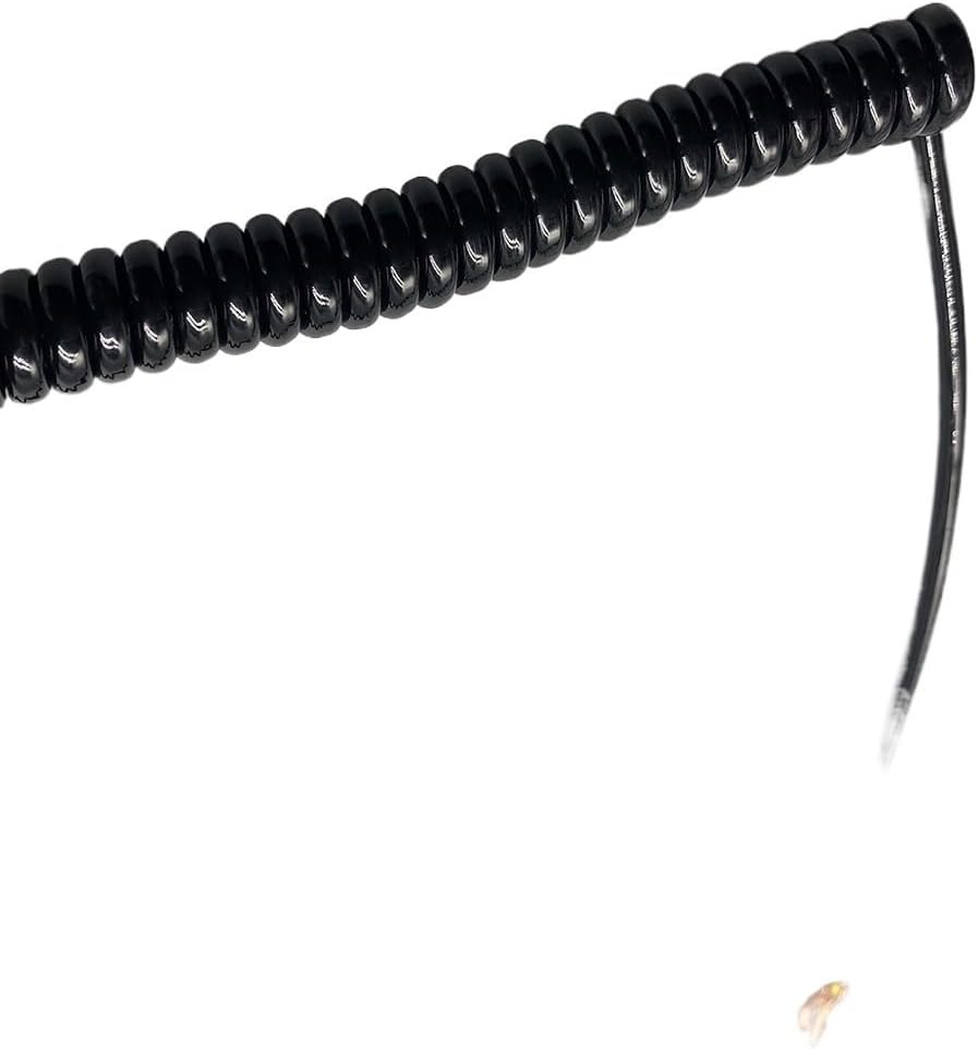 Retractable Spring Coiled Extension Cord ， 2 Cores Power Extension Cord 0.2mm Square Pure Copper Shrinkable Cable Elastic Telescopic Wavy Spring Line(Stretch 1.25 Meters)