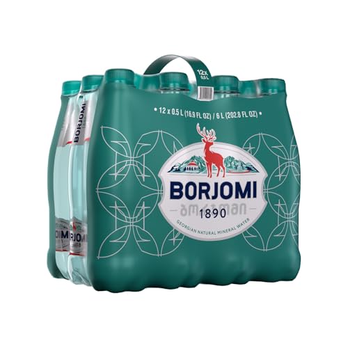 BORJOMI Sparkling Mineral Water with Natural Minerals - Crisp and Bold Taste - PET Bottles - 16.9 oz, Bottled Water 12 Pack