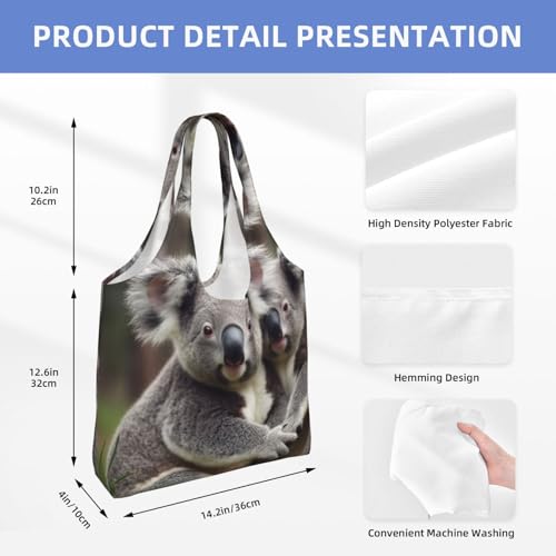 Canvas Tote Bag for Women Shoulder Tote Purse Reusable Grocery Bag Cute Koala bear Aesthetic Shopping Bags2