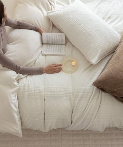 Parure de lit pour lit simple blanc S53 drap d'hôtel chic - 5