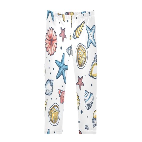 Toddler Girls Leggings Printed Yoga Pants Leggings Hand Drawn Seashells for Kids