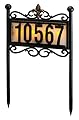 Natures Mark Solar Power Lighted House Numbers Address Stake Sign - LED Illuminated Outdoor Metal Light Up House Number Sign Decor for Home Yard Street (Metal Stake)