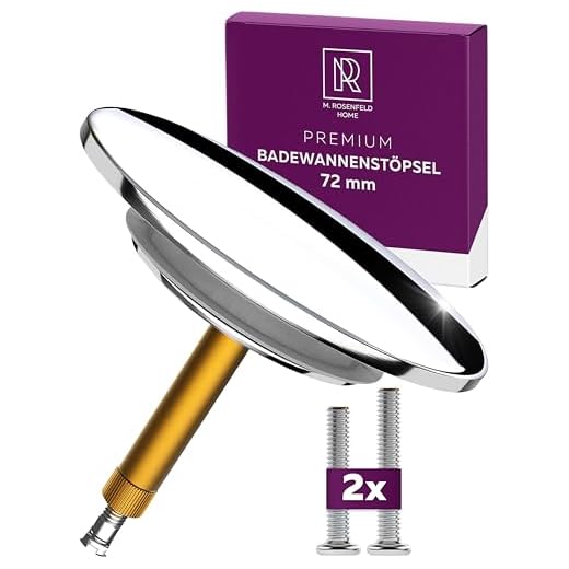 M. ROSENFELD HOME Premium Badewannenstöpsel Universal Ø 72 mm für handelsübliche Abflüsse in der Badewanne mit innovativer Doppel Dichtung, Abfluss-Stopfen mit Chrom Oberfläche Rostfrei Dicht