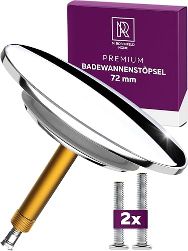 M. ROSENFELD HOME Badewannenstöpsel Universal Ø 72 Premium - Stöpsel Badewanne Chrom aus Messing mit Doppel Dichtung - Rostfrei Badewannen Stöpsel Verschluss Badezimmer zubehör