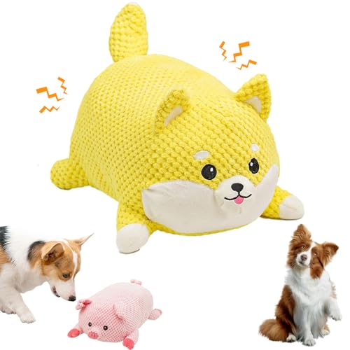 Eadwe Cute Plush Dog Toy, 2024 New Durable Squeaky Pig Sound Toy for Dogs, Fun and Engaging Chew Toy for French Bulldogs and Corgis - Ideal for Interactive Play and Stress Relief (Corgi - Small)