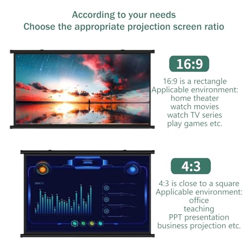 Pantalla de proyector manual blanca 72 pulg 16:9 miniatura 4