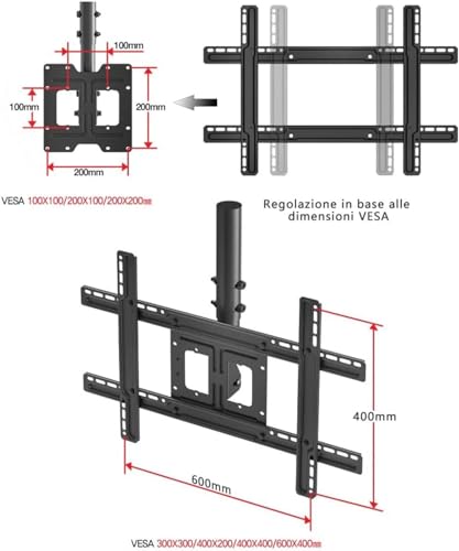 Support TV au plafond orientable pour éviter les reflets sur écran plat de 32 à 75 pouces