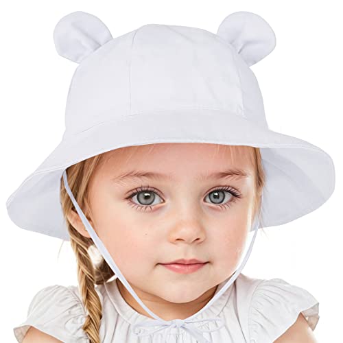 Image of Zando Baby Sun Hat Newborn UPF 50+ Wide Brim Toddler Bucket Hat for Boys Girls Hats Adjustable Summer Beach Caps 0-4 Years