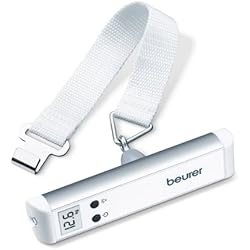 Bascula Humana Beurer LS10 - Básculapara Maletas, Capacidad de 50 kg, con Linterna, Ideal para Viajes, Color Blanco
