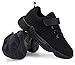Santiro All Black Sneakers for Boys Fashion Girls Kids Tennis Shoes Breathable Knit Lightweight Running Athletic Walking Size 2 M Us
