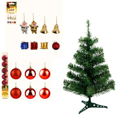 Arvore de Natal Decorada Pequena 60cm 40 Galhos Com Bolinhas De Natal e Enfeites Natalinos