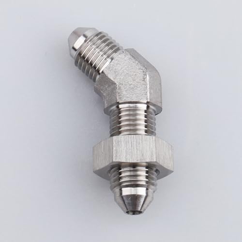 Image of Stainless Steel 45 degree -3 AN Male to -3 AN Male Flare Bulkhead Pipe Hose Fittings Adapter with AN3 Stainless Bulkhead Lock Nut