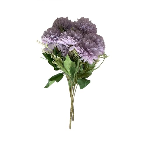 Image of Art Street Artificial Chrysanthemum Flower Bunch| Silk Purple Hydrangea Flower for Home| Bedroom, Living Room & Office Decoration |11 Inch (Without Vase)