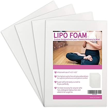 Birllaid Lipo Foam Pads for Post Surgery, BBL Foam Boards After Lipo,Help Out When Using Ab Board Compression Garments Tummy Tuck, 4 Pack Liposuction Surgery Foam Sheet for Recovery 8" X 11"