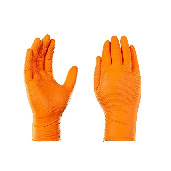 GLOVEWORKS HD Orange Nitrile Gloves, 8 mil Nitrile Disposable Gloves