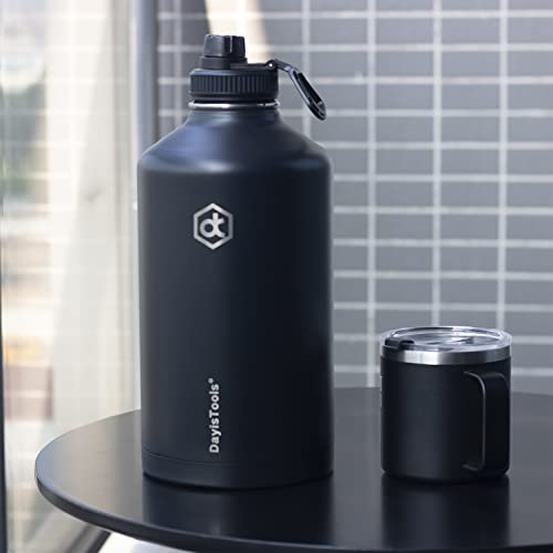 Dayistools 128 Oz Insulated Water Bottle With Straw & 4 Lids, One Gallon Large Metal Reusable Water Bottles, Big Bpa Free Stainless Steel Vacuum Water Jug For Sports, Gym, Travel (Keep Cold & Hot) #TOP6