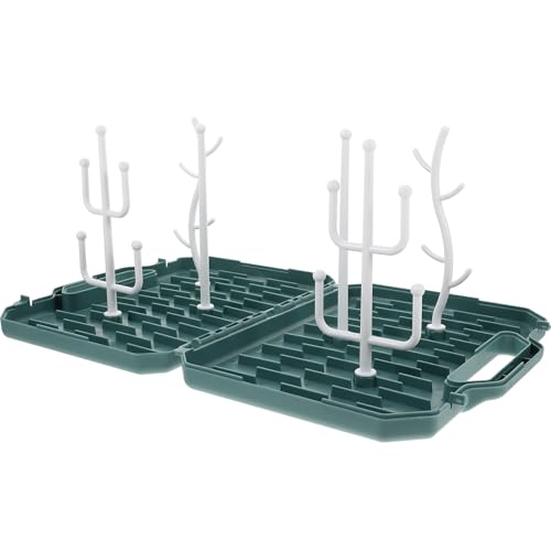Milisten Soporte para Biberones Plegable y Portátil Escurridor de Botellas Multifuncional para Secado de Tazas y Utensilios Organizador de Guardería Resistente y Duradero con Bandeja
