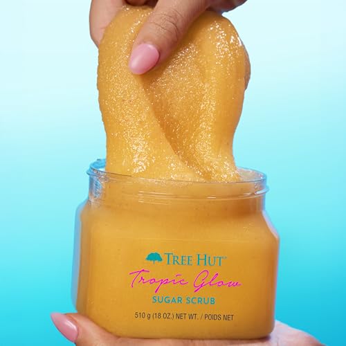 Image of Tree Hut Tropic Glow Body Scrub, Exfoliating & Hydrating Sugar Scrub with Shea Butter & Essential Oils, Smooth Skin, Body Exfoliator For All Skin Types, Self Care Gifts for Women, Vegan, 18 Oz