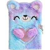 BCOATH 向け漫画クマぬいぐるみカバー付きロック式A5メモ帳 女の子用日記帳 プレゼントになかわいい文房具