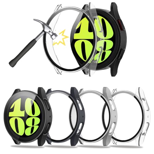 TGKML 4-Stück Hülle mit Displayschutz für Samsung Galaxy Watch 6 40mm | Hard-PC Schutzhülle, Rundum Gehäuse, Integriertes Gehärtetes Displayschutzfolie, Kratzfest Glas Schutzfolie