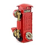 GlowingSun Red Resin Vintage Telephone Booth Classic Look Home Decor, X'Mas Decor