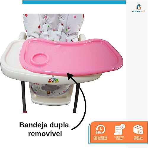 Cadeira Alta de Refeição Cadeirão de Alimentação Bebê Impactus - Baby Style (Rosa)