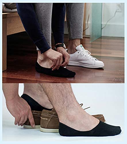 Adfolf 6 Pack No Show Socks Mens Casual Low Cut Thin Loafers Non Slip Boat Liners (9-13, Grey+Black) #TOP3