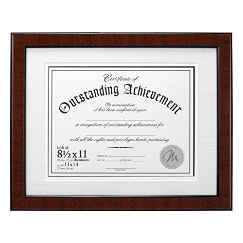 Malden International Designs Burl Wood Document Frame, 8.5x11, Walnut