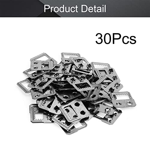 Image of MroMax 30PCS Sawtooth Picture Hangers Iron Picture Hangers 1.06 inch x 0.71 inch Double Hole Picture Frames Hangers for Hanging Clock Paintings Artwork Picture Frame Hook Photos Black